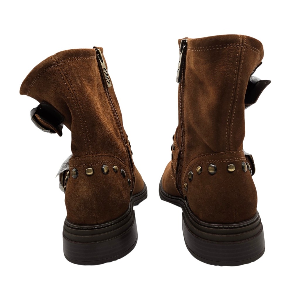 Naturalizer Womens Optimus Moto Boot Dark Chestnut Brown Stud Suede 11 M - Picture 11 of 12